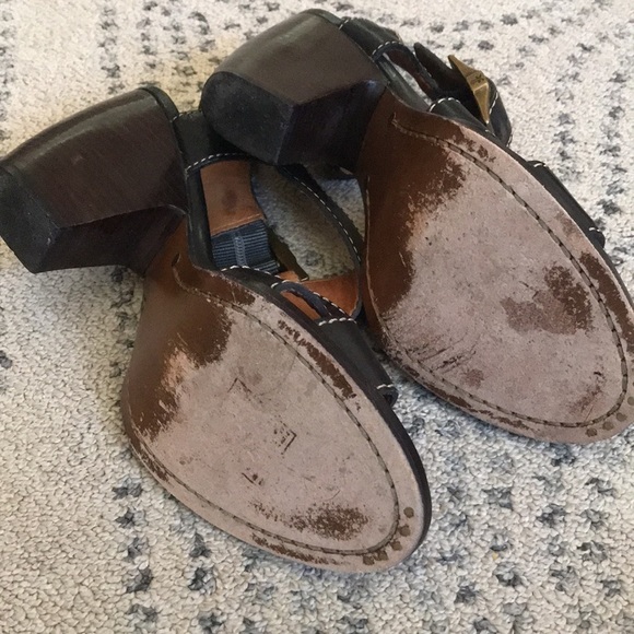 Frye Black Heeled Sandals with Buckle - Picture 7 of 9